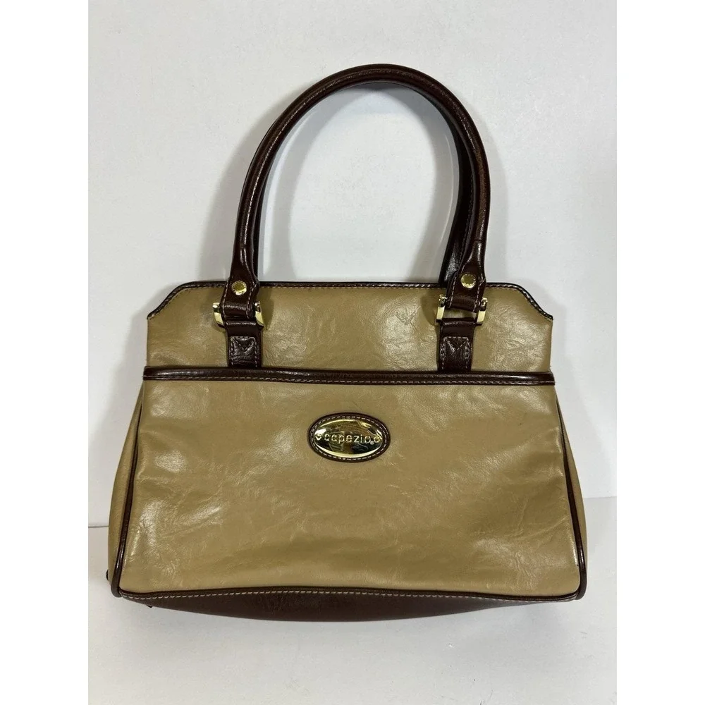 Capezio British Tan Brown Handbag Vtg 80s Faux Leather Purse